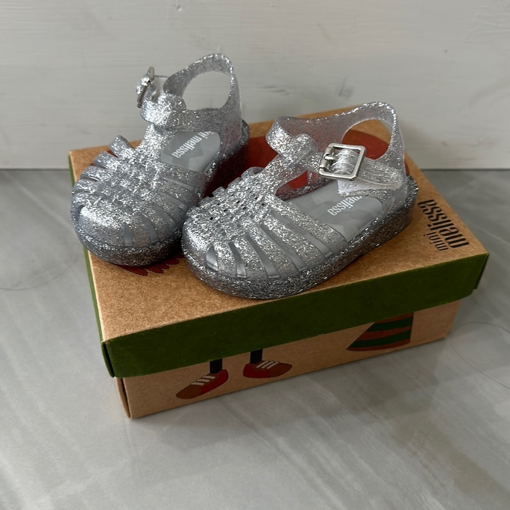 Mini Melissa glitter shoes size 5 NEW